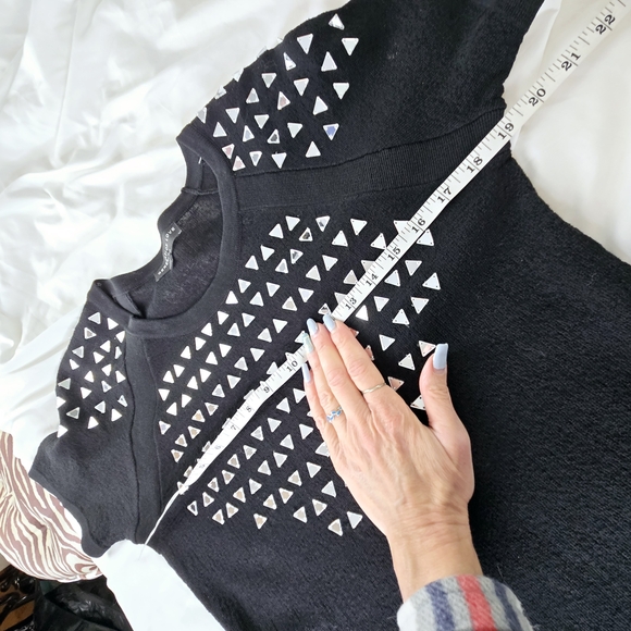 Generation Love EUC Stretch Sweater short sleeves mirror tiles Medium black - Picture 12 of 15